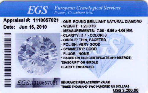 WOW!!! HUGE CERTIFIED 1.23ct  ROUND BRILLIANT CUT SPARKLING ENGAGEMENT DIAMOND!!